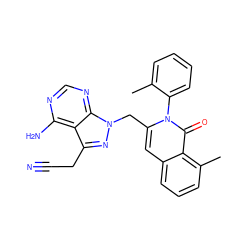 Cc1ccccc1-n1c(Cn2nc(CC#N)c3c(N)ncnc32)cc2cccc(C)c2c1=O ZINC000146080454