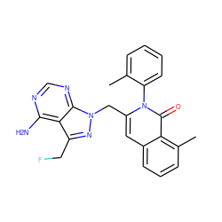 Cc1ccccc1-n1c(Cn2nc(CF)c3c(N)ncnc32)cc2cccc(C)c2c1=O ZINC000088345815