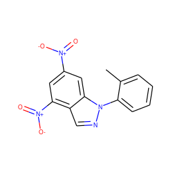 Cc1ccccc1-n1ncc2c([N+](=O)[O-])cc([N+](=O)[O-])cc21 ZINC000003617489