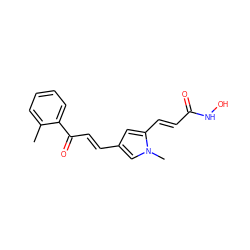 Cc1ccccc1C(=O)/C=C/c1cc(/C=C/C(=O)NO)n(C)c1 ZINC000013528536