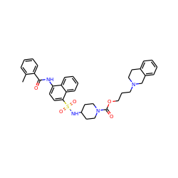 Cc1ccccc1C(=O)Nc1ccc(S(=O)(=O)NC2CCN(C(=O)OCCCN3CCc4ccccc4C3)CC2)c2ccccc12 ZINC000049942503