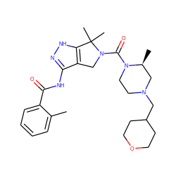 Cc1ccccc1C(=O)Nc1n[nH]c2c1CN(C(=O)N1CCN(CC3CCOCC3)C[C@@H]1C)C2(C)C ZINC000149492325