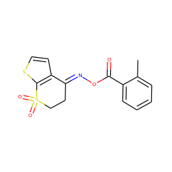 Cc1ccccc1C(=O)O/N=C1\CCS(=O)(=O)c2sccc21 ZINC000001393074