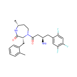 Cc1ccccc1C[C@@H]1C(=O)N[C@H](C)CCN1C(=O)C[C@H](N)Cc1cc(F)c(F)cc1F ZINC000006745465