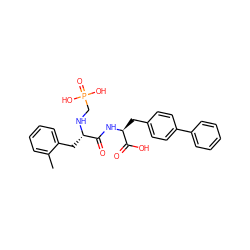 Cc1ccccc1C[C@H](NCP(=O)(O)O)C(=O)N[C@@H](Cc1ccc(-c2ccccc2)cc1)C(=O)O ZINC000026651101