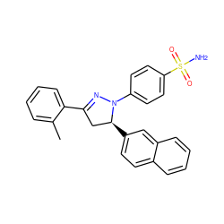 Cc1ccccc1C1=NN(c2ccc(S(N)(=O)=O)cc2)[C@@H](c2ccc3ccccc3c2)C1 ZINC000473112944