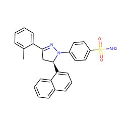 Cc1ccccc1C1=NN(c2ccc(S(N)(=O)=O)cc2)[C@@H](c2cccc3ccccc23)C1 ZINC000473135813