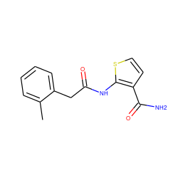 Cc1ccccc1CC(=O)Nc1sccc1C(N)=O ZINC000020442135