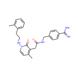 Cc1ccccc1CCNn1ccc(C)c(CC(=O)NCc2ccc(C(=N)N)cc2)c1=O ZINC000029040379