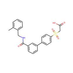 Cc1ccccc1CNC(=O)c1cccc(-c2ccc(S(=O)(=O)CC(=O)O)cc2)c1 ZINC000003600312