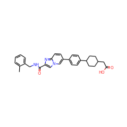 Cc1ccccc1CNC(=O)c1cn2cc(-c3ccc(C4CCC(CC(=O)O)CC4)cc3)ccc2n1 ZINC000205565681