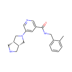 Cc1ccccc1CNC(=O)c1cncc(N2C[C@@H]3CNC[C@@H]3C2)c1 ZINC000073223501