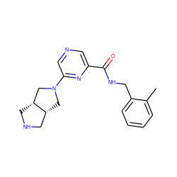 Cc1ccccc1CNC(=O)c1cncc(N2C[C@@H]3CNC[C@@H]3C2)n1 ZINC000073224009