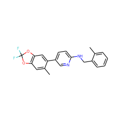 Cc1ccccc1CNc1ccc(-c2cc3c(cc2C)OC(F)(F)O3)cn1 ZINC000207720619