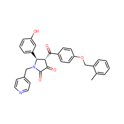 Cc1ccccc1COc1ccc(C(=O)[C@@H]2C(=O)C(=O)N(Cc3ccncc3)[C@H]2c2cccc(O)c2)cc1 ZINC000001758620