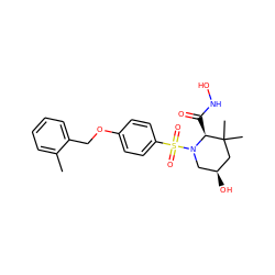 Cc1ccccc1COc1ccc(S(=O)(=O)N2C[C@H](O)CC(C)(C)[C@@H]2C(=O)NO)cc1 ZINC000028470881