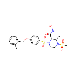 Cc1ccccc1COc1ccc(S(=O)(=O)N2CCN(S(C)(=O)=O)[C@@H](C)[C@@H]2C(=O)NO)cc1 ZINC000013553162