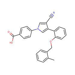 Cc1ccccc1COc1ccccc1-c1cn(-c2ccc(C(=O)O)cc2)cc1C#N ZINC000200822136