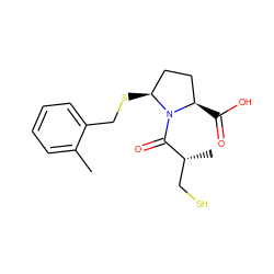 Cc1ccccc1CS[C@H]1CC[C@@H](C(=O)O)N1C(=O)[C@H](C)CS ZINC000040980069