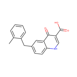 Cc1ccccc1Cc1ccc2[nH]cc(C(=O)O)c(=O)c2c1 ZINC000043072450