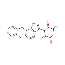 Cc1ccccc1Cc1cccc2c(C3C(=O)C(=O)CC(=O)C3=O)c[nH]c12 ZINC000100838238