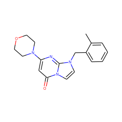 Cc1ccccc1Cn1ccn2c(=O)cc(N3CCOCC3)nc12 ZINC000073312658