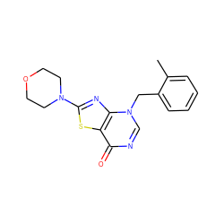 Cc1ccccc1Cn1cnc(=O)c2sc(N3CCOCC3)nc21 ZINC000084733405