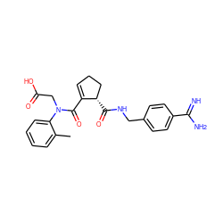 Cc1ccccc1N(CC(=O)O)C(=O)C1=CCC[C@@H]1C(=O)NCc1ccc(C(=N)N)cc1 ZINC000013493910