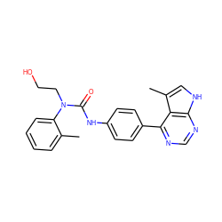 Cc1ccccc1N(CCO)C(=O)Nc1ccc(-c2ncnc3[nH]cc(C)c23)cc1 ZINC000299854947