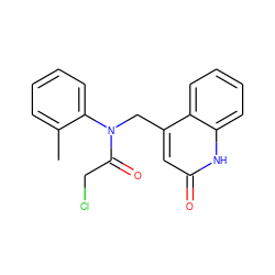 Cc1ccccc1N(Cc1cc(=O)[nH]c2ccccc12)C(=O)CCl ZINC000013770029