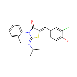 Cc1ccccc1N1C(=O)/C(=C/c2ccc(O)c(Cl)c2)S/C1=N\C(C)C ZINC000049071315