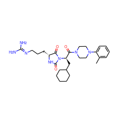 Cc1ccccc1N1CCN(C(=O)[C@@H](CC2CCCCC2)N2C(=O)N[C@H](CCCN=C(N)N)C2=O)CC1 ZINC000026282173