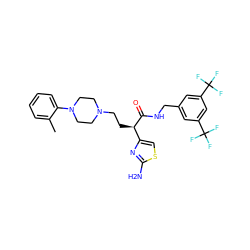 Cc1ccccc1N1CCN(CC[C@@H](C(=O)NCc2cc(C(F)(F)F)cc(C(F)(F)F)c2)c2csc(N)n2)CC1 ZINC000028702695