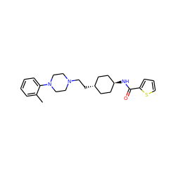 Cc1ccccc1N1CCN(CC[C@H]2CC[C@H](NC(=O)c3cccs3)CC2)CC1 ZINC000261107391