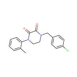 Cc1ccccc1N1CCN(Cc2ccc(Cl)cc2)C(=O)C1=O ZINC000095565205