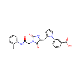 Cc1ccccc1NC(=O)CN1C(=O)N/C(=C\c2cccn2-c2cccc(C(=O)O)c2)C1=O ZINC000002057536