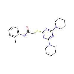 Cc1ccccc1NC(=O)CSc1nc(N2CCCCC2)nc(N2CCCCC2)n1 ZINC000001062929