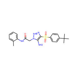 Cc1ccccc1NC(=O)Cn1nnc(S(=O)(=O)c2ccc(C(C)(C)C)cc2)c1N ZINC000008690984