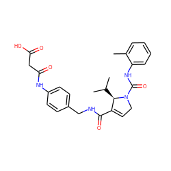 Cc1ccccc1NC(=O)N1CC=C(C(=O)NCc2ccc(NC(=O)CC(=O)O)cc2)[C@H]1C(C)C ZINC000473109180