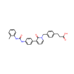 Cc1ccccc1NC(=O)Nc1ccc(-c2cccn(Cc3ccc(CCC(=O)O)cc3)c2=O)cc1 ZINC000003939501