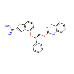 Cc1ccccc1NC(=O)OC[C@H](Oc1cccc2sc(C(=N)N)cc12)c1ccccc1 ZINC000045387526