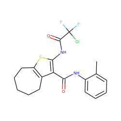 Cc1ccccc1NC(=O)c1c(NC(=O)C(F)(F)Cl)sc2c1CCCCC2 ZINC001772628968