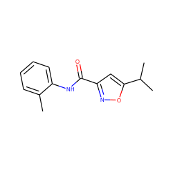 Cc1ccccc1NC(=O)c1cc(C(C)C)on1 ZINC000082320687