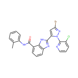 Cc1ccccc1NC(=O)c1cccc2nc(-c3cc(Br)nn3-c3ncccc3Cl)[nH]c12 ZINC000653821076