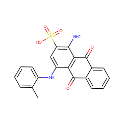 Cc1ccccc1Nc1cc(S(=O)(=O)O)c(N)c2c1C(=O)c1ccccc1C2=O ZINC000005161338