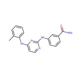 Cc1ccccc1Nc1ccnc(Nc2cccc(C(N)=O)c2)n1 ZINC000028950527