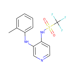 Cc1ccccc1Nc1cnccc1NS(=O)(=O)C(F)(F)F ZINC000049037579