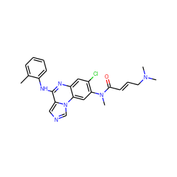 Cc1ccccc1Nc1nc2cc(Cl)c(N(C)C(=O)/C=C/CN(C)C)cc2n2cncc12 ZINC000073196387