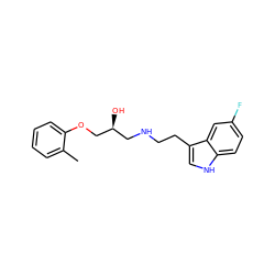 Cc1ccccc1OC[C@@H](O)CNCCc1c[nH]c2ccc(F)cc12 ZINC000029566072