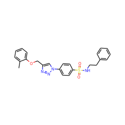 Cc1ccccc1OCc1cn(-c2ccc(S(=O)(=O)NCCc3ccccc3)cc2)nn1 ZINC000096933876